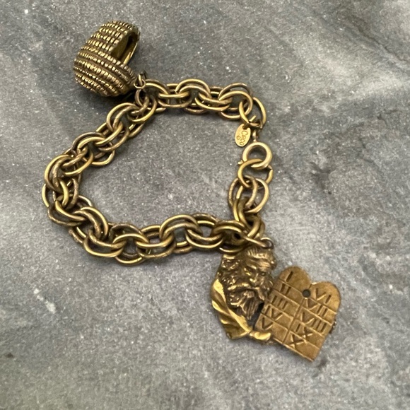 Vintage Moses Gold Charm Bracelet - Picture 1 of 5